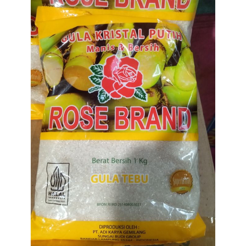 

Gula pasir kemasan 1kg Rose brand / gula GMP