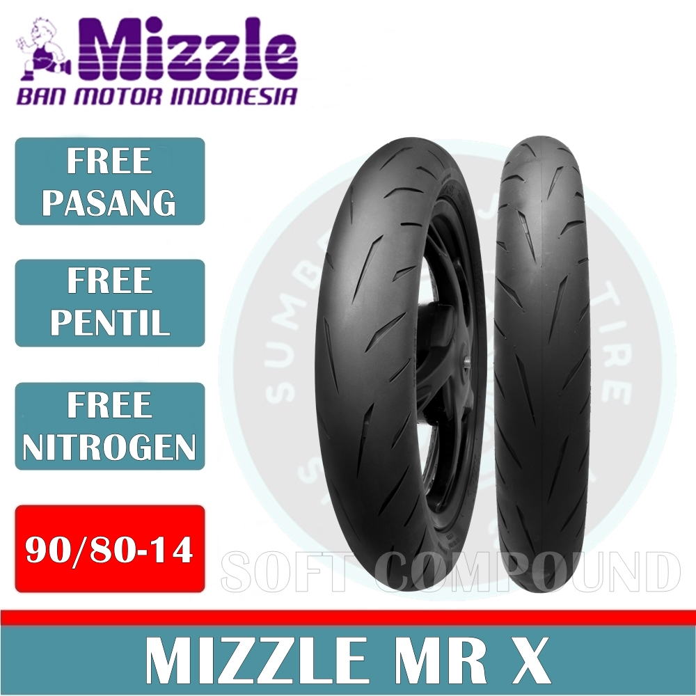 Ban Motor MIZZLE MR X 90/80-14 Tubeless Ban Soft Compound Ban Racing Ban Donat MIZZLE