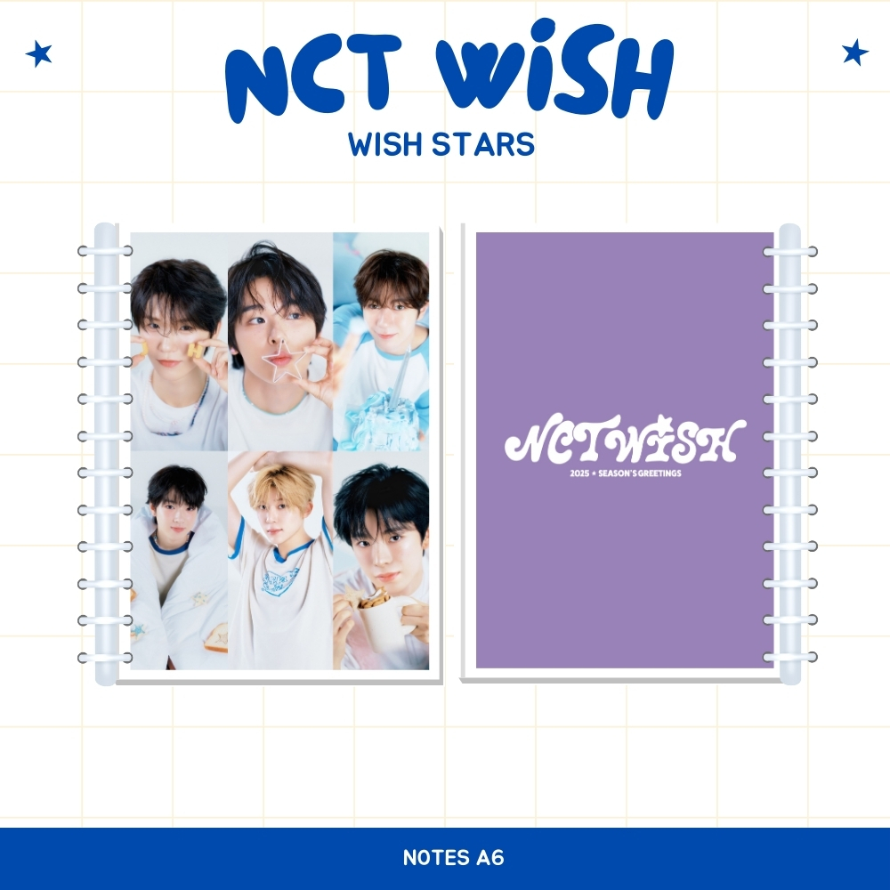 

A6 NOTES NCT WISH STARS (ISI 40 HVS + COVER LAMINASI 2 SISI) BUKU NOTE NOTEBOOK TANDA TANGAN TTD KPOP IDOL KOREA PREMIUM MURAH UNOFFICIAL SION RIKU YUSHI JAEHEE RYO SAKUYA READY STOCK !