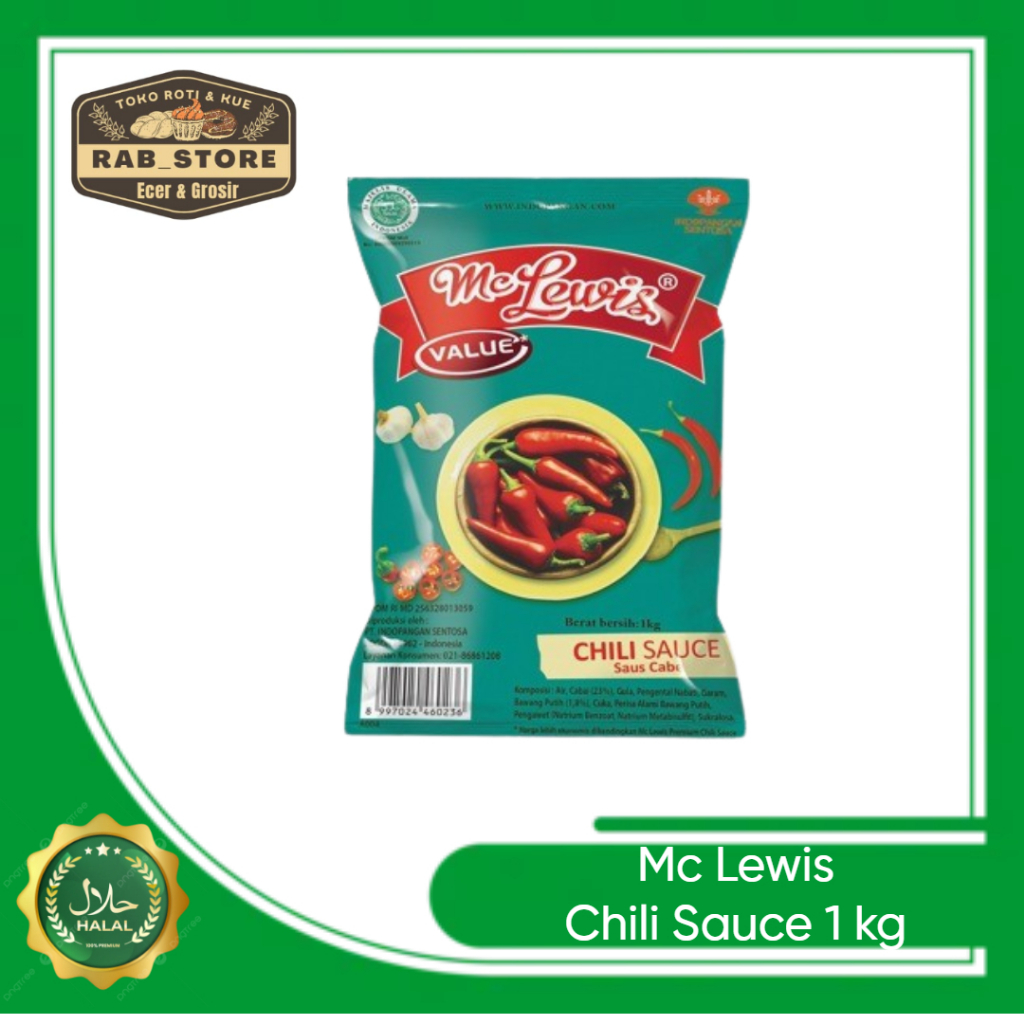 

Mc Lewis Chili Sauce Pouch 1 kg / Saus Sambal Mc Lewis