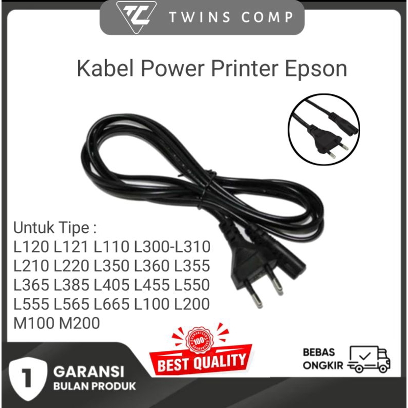 Kabel Power Printer Epson L120 L121 L110 L300 L310L210 L220 L350 L360 L355
L365 L380 L385 L405 L455
