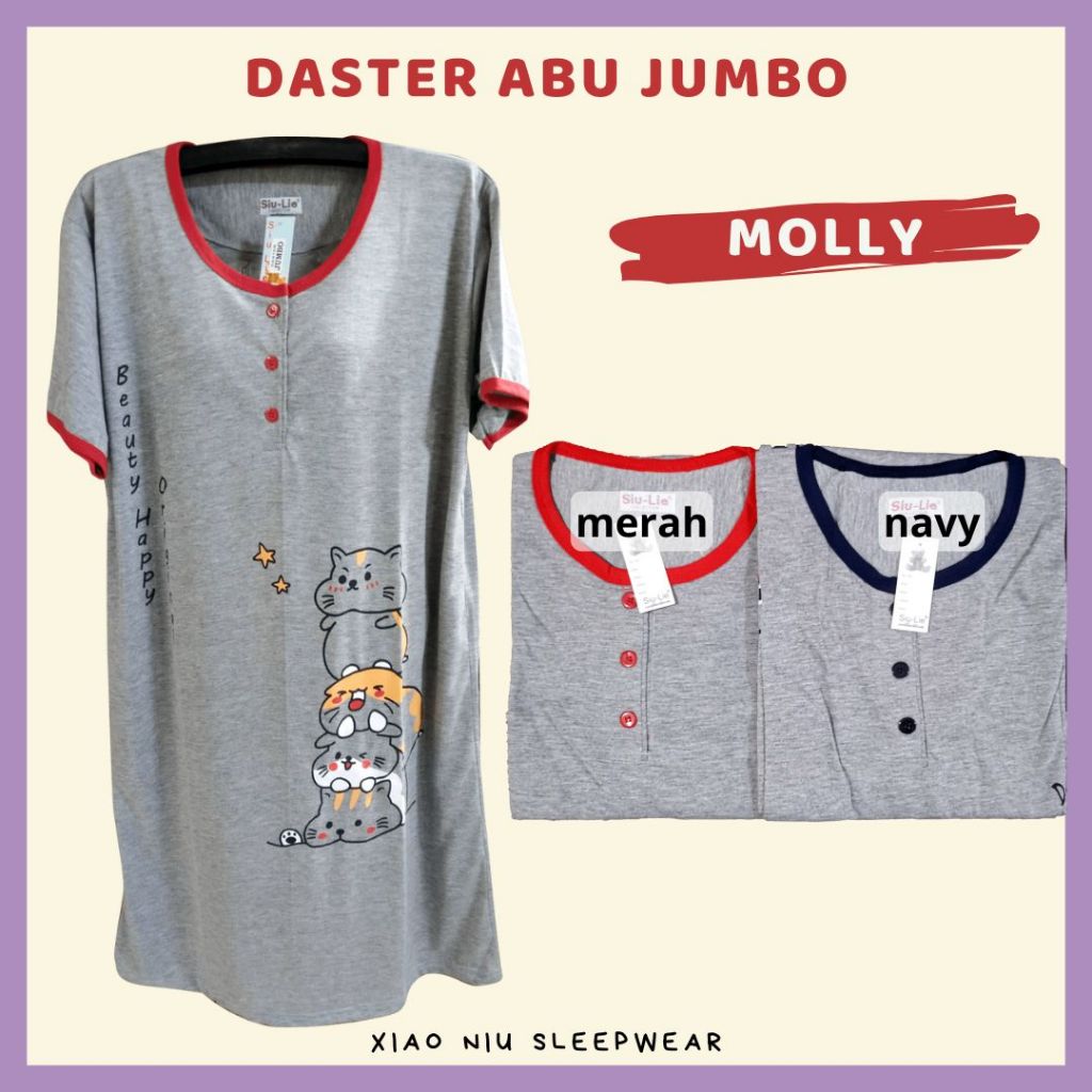 Daster Kaos Abu Jumbo Siu Lie LD 112 / Baju Tidur Wanita