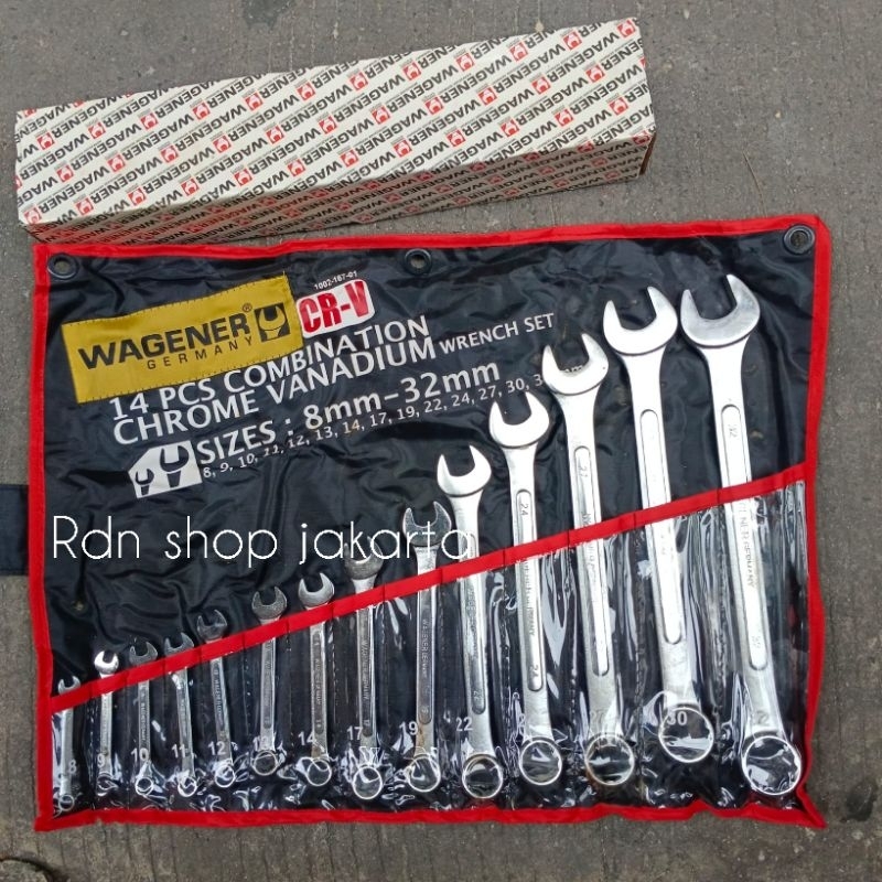 Kunci ring pas kombinasi set 14 pcs 8-32 mm WAGENER GERMANY