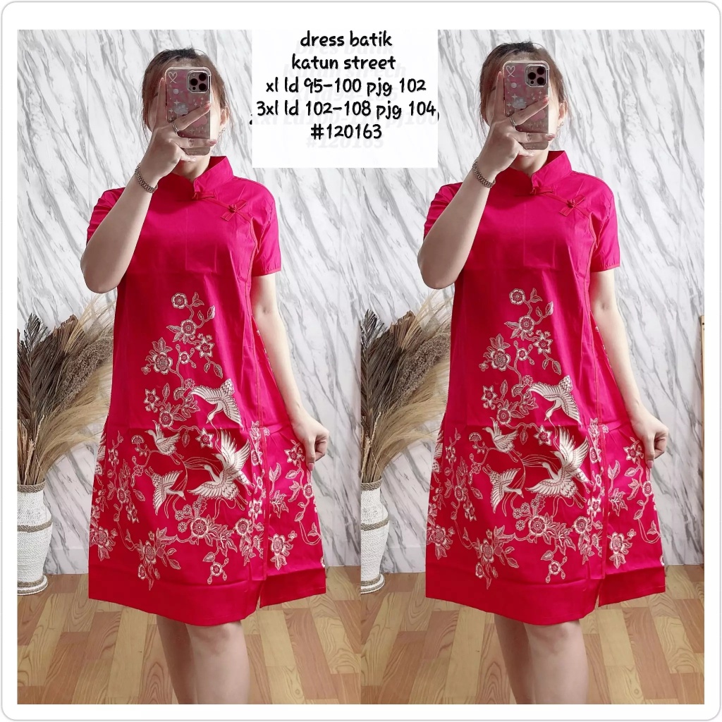 Dress Batik Imlek / Batik Edisi Merah /' Dress batik Wanita motif imlek