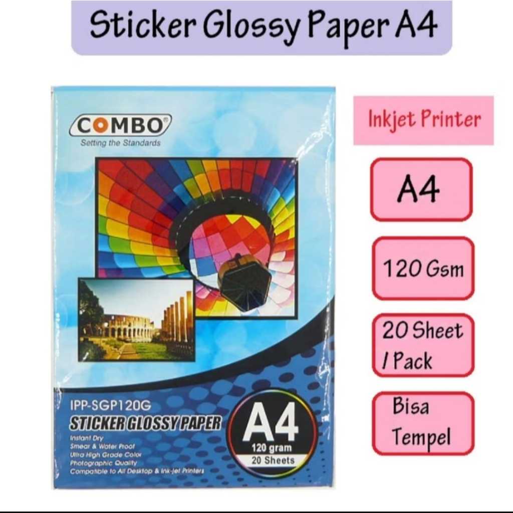Sticker Glossy Photo Paper / Kertas Foto A4 120 gr Combo