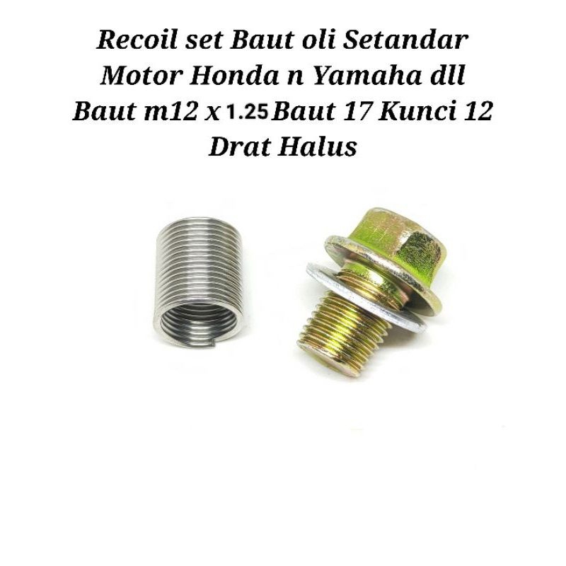 Recoil Set Baut Tutup Oli Honda Yamaha Baut 17 Kunci 14 Baut m12x1.25 Drat Halus