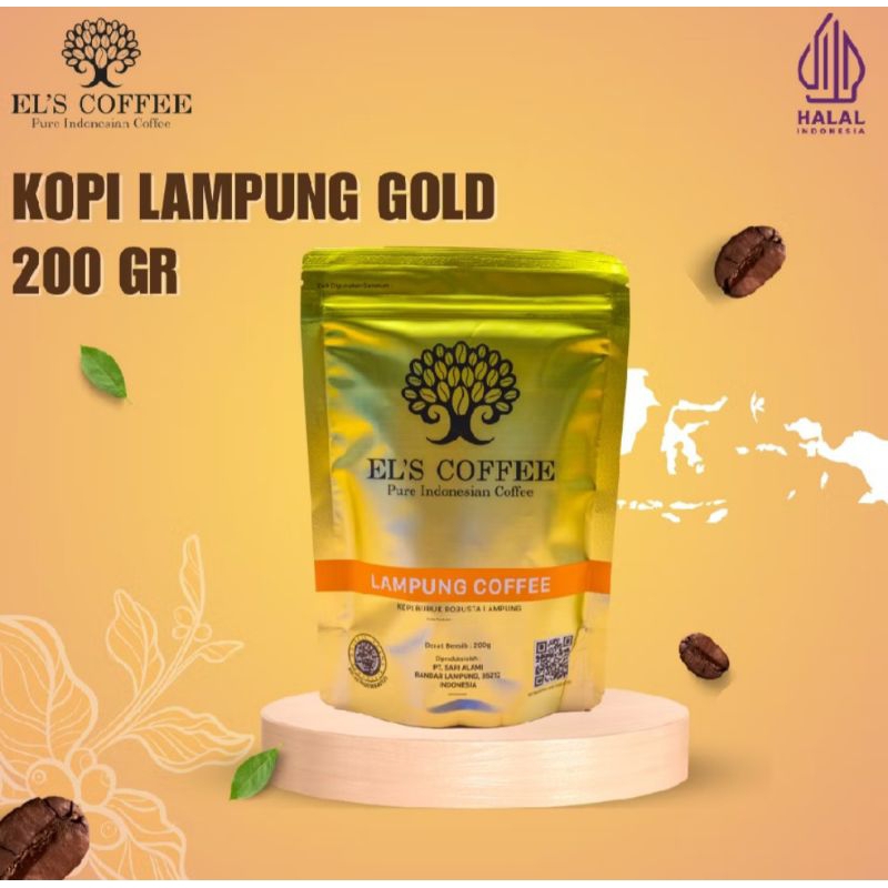 

EL'S COFFEE Lampung Robusta 200Gr Pure Indonesia Coffee Beans / Fine / Course Roasted Kopi