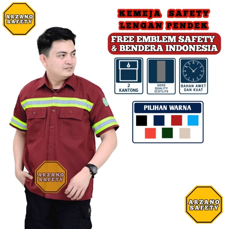 ARZANO SAFETY - Kemeja safety lengan pendek baju safety lengan pendek seragam kerja lengan pendek