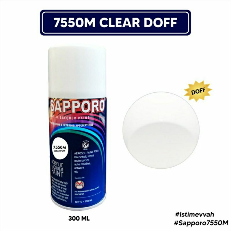 #MAU# Cat Semprot Sapporo 7550M Clear Doff 300ml Vernis Pernis Doff Dof Matt Mat Cat Spray Duco Sapp