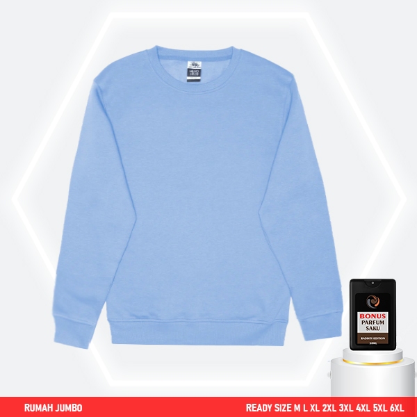 Sweater Oversize Polos Baby Blue M-6XL Crewneck Pria Switer Cowok Sweater Pria Keren