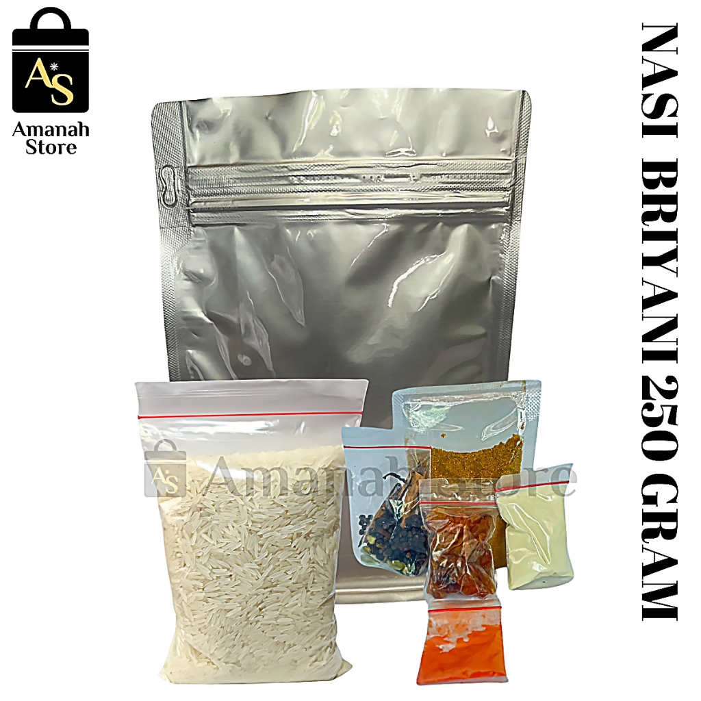 

Nasi Briyani 250 gram Bumbu Instan Masakan Arab ( 2-3 porsi ) Paket Bumbu Dan Beras Nasi Biryani