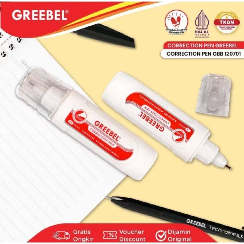 

1 BOX ISI 12pcs GREEBEL CORRECTION PEN CAIR TIP X GBC 120701 GROSIR