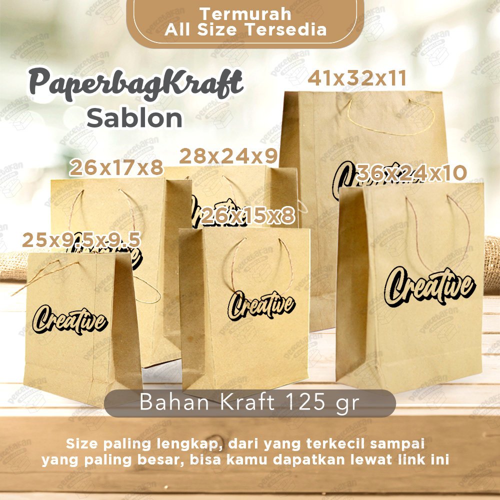 

Kantong Kertas Kraft sablon | Paper Bag tali cokelat custom sablon | Goodie Bag murah |