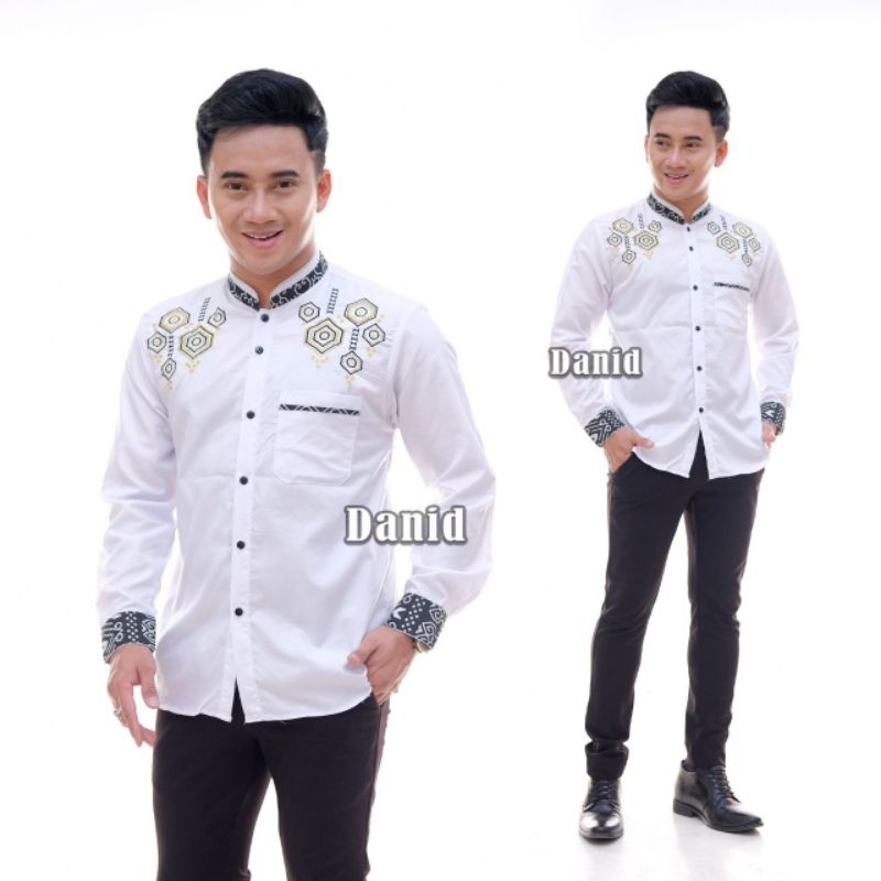 BAJU KOKO PUTIH BORDIR DEWASA PRIA LENGAN PANJANG IMPORT PREMIUM