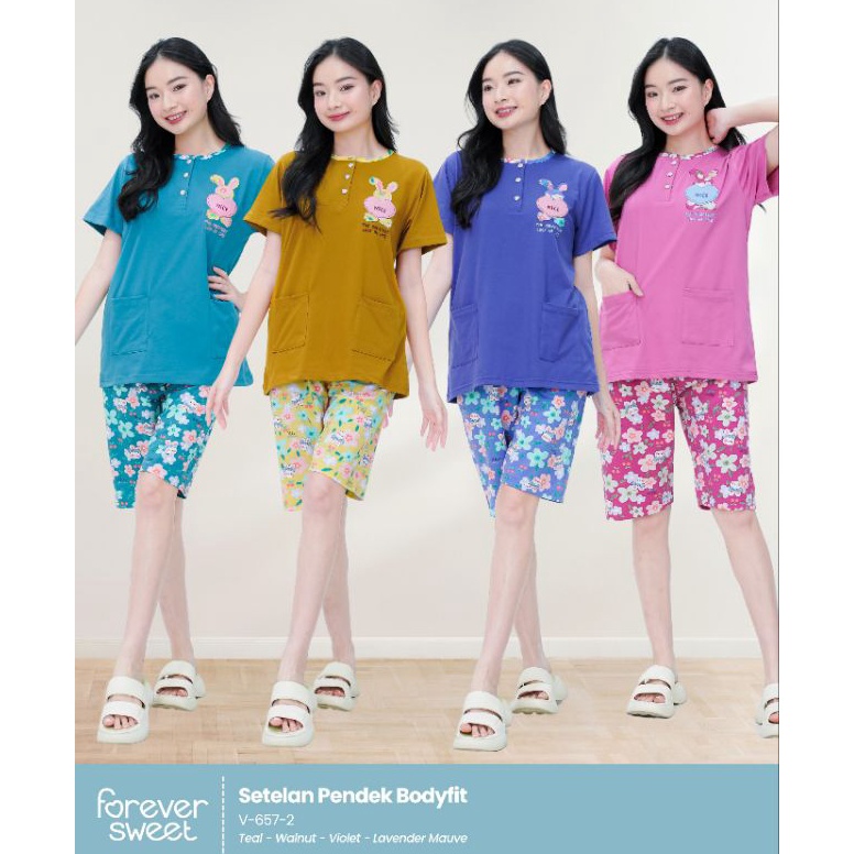 KODE R55P TERMURAH FOREVER Sweet Concept Setelan Baju Tidur Babydoll  34 Celana Pendek Body Fit Q 93