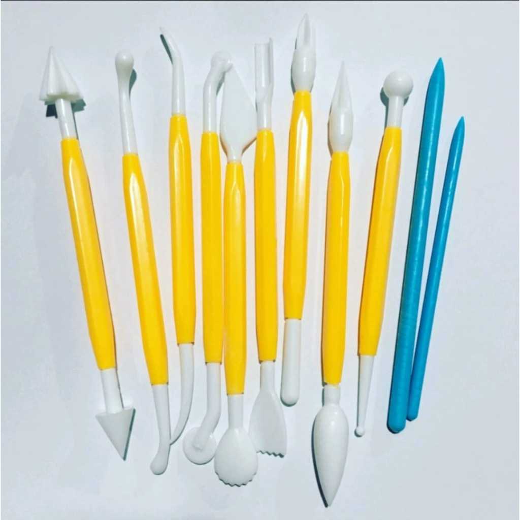 

[11 Pcs] Clay Tools Fondant Set Isi 11 Pcs V-Tec / Clay Knife Pisau Plastik Dekorasi Hias Kue Carving Tool / Modelling Sculpture Tanah Liat Light Clay Polymer Doh