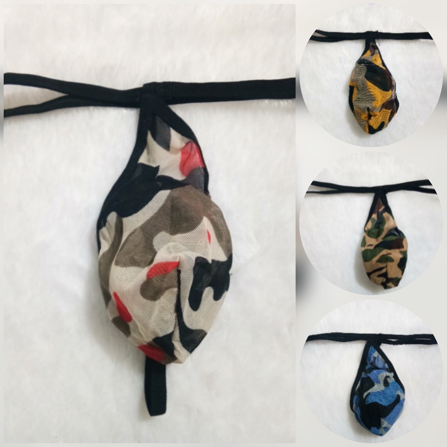 Celana Dalam G String Cowok Transparan Loreng 5640