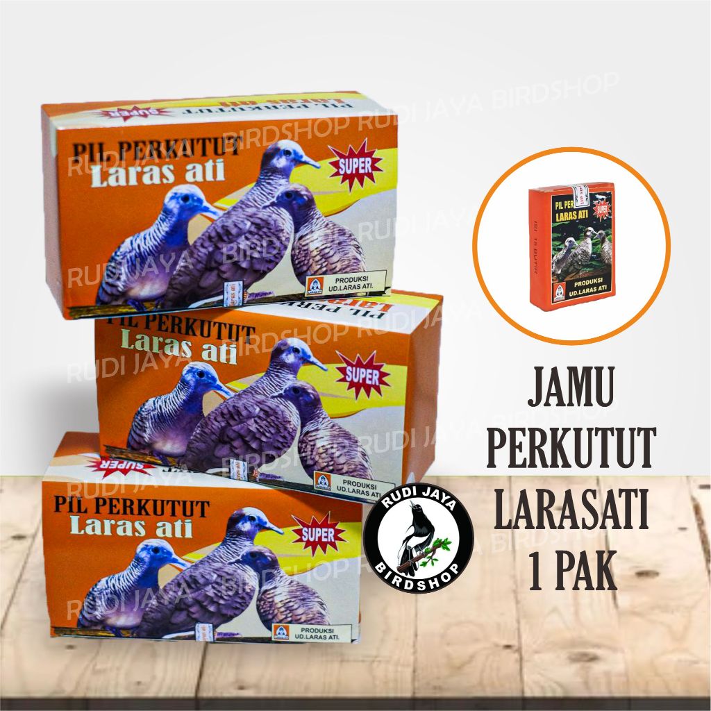 JAMU PERKUTUT LARASATI LARAS ATI 1 PAK 1 DUS 1 BOX ISI 20 PCS VITAMIN BURUNG PERKUTUT PUTER DERKUKU