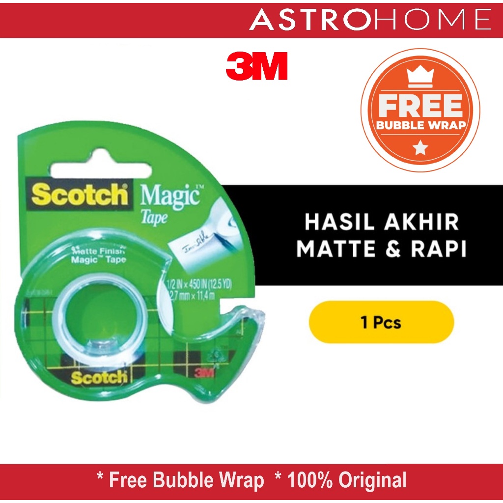 

Isolasi Perekat Selotip Lakban Serbaguna Scotch 3M Magic Tape With Dispenser Cat 104