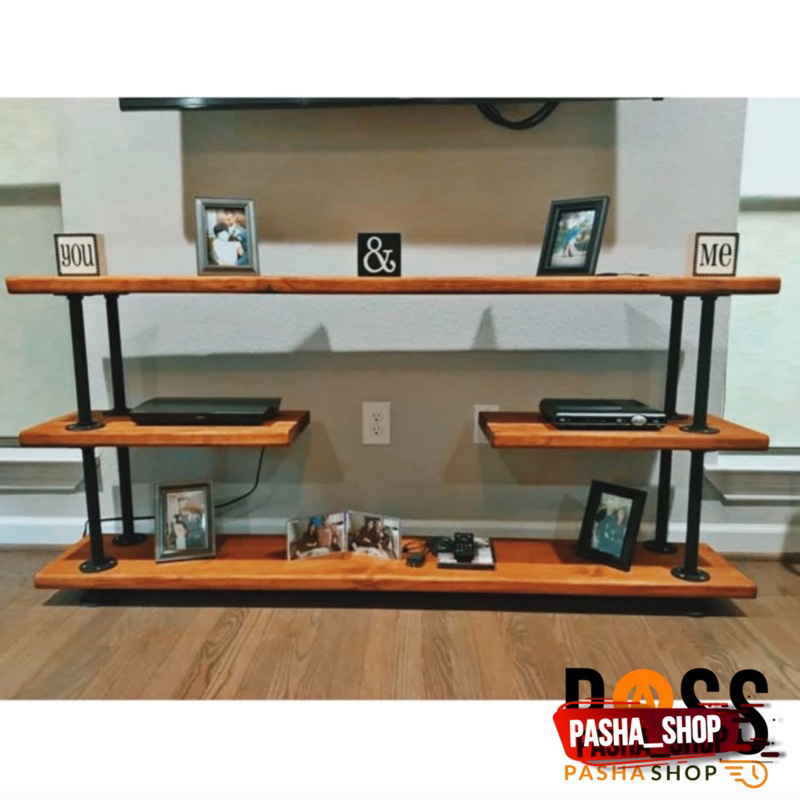 Rak TV industrial - meja TV - Meja ruang tamu - Meja pajangan ambalan kayu jati belanda