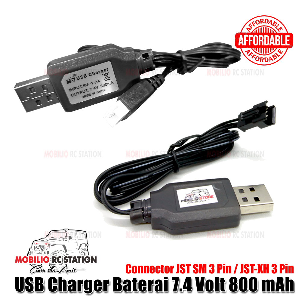 USB Charger Baterai 7.4 Volt 800 mAh Rc MN WPL