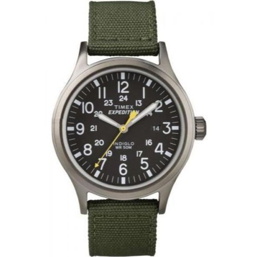 Timex T49961, Men's Expedition Scout Green Fabric Watch, Date, Indiglo, NEW