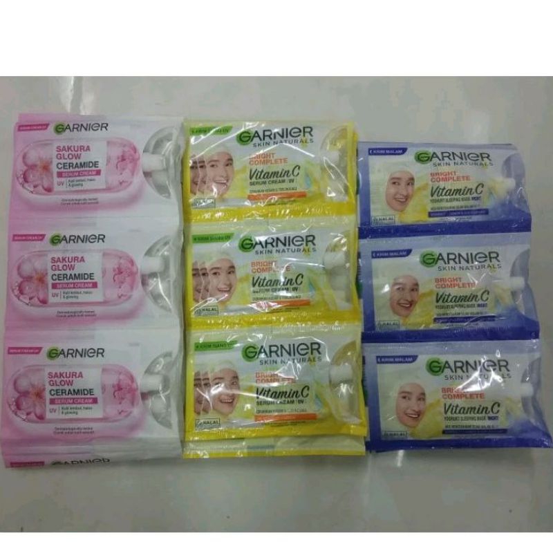 Garnier Skin Natural Renceng 7ml x 12 Sachet/ Garnier Serum Cream UV/Bright Complete/Sakura Glow
