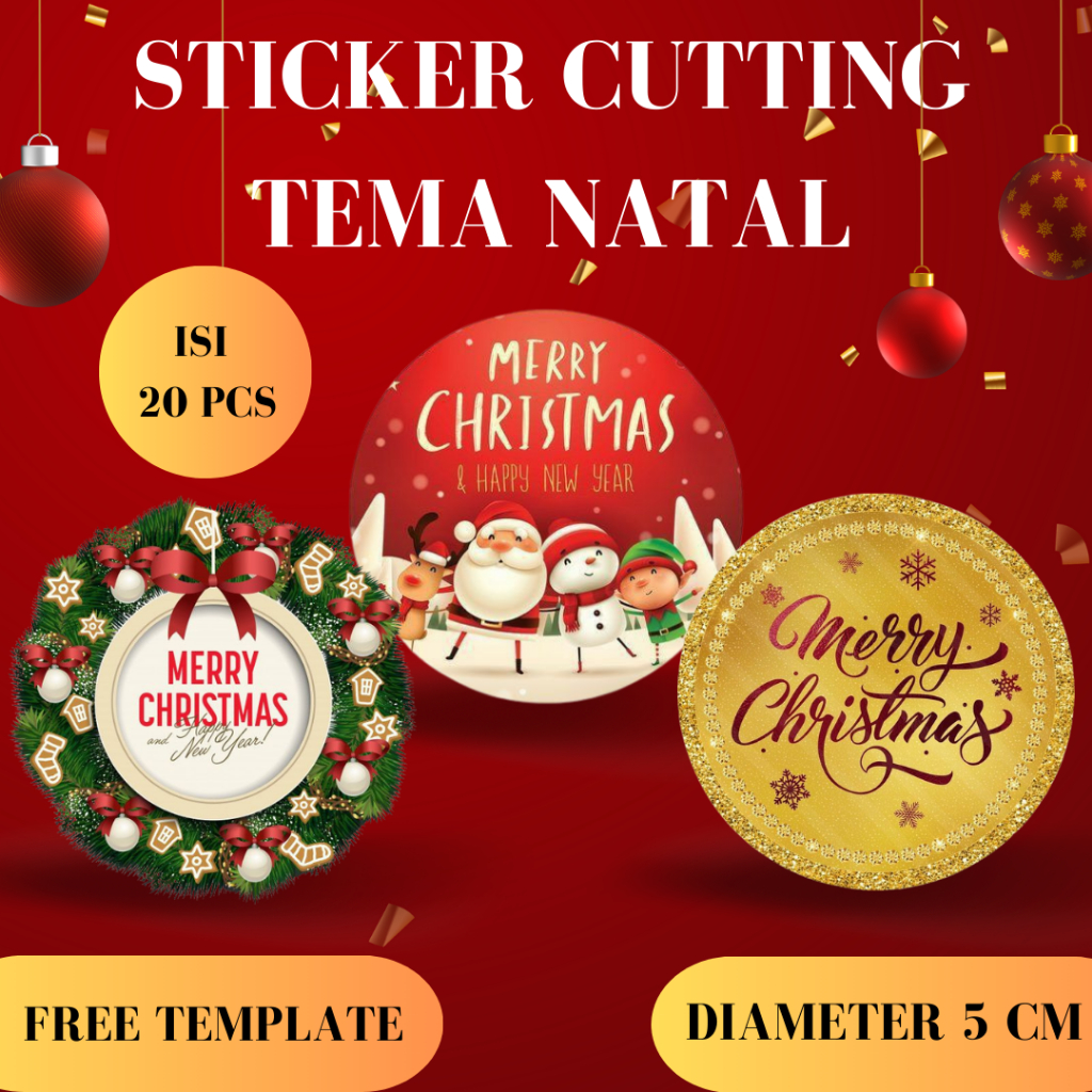 

Stiker Natal Bulat Merry Christmas Untuk Toples Cookies Kue Kering Hampers Isi 20 Pcs