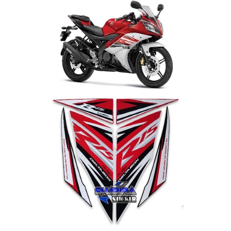 STIKER STRIPING LIS LES POLET BODY MOTOR YAMAHA R15 V2 2014 MERAH PUTIH FULLSET