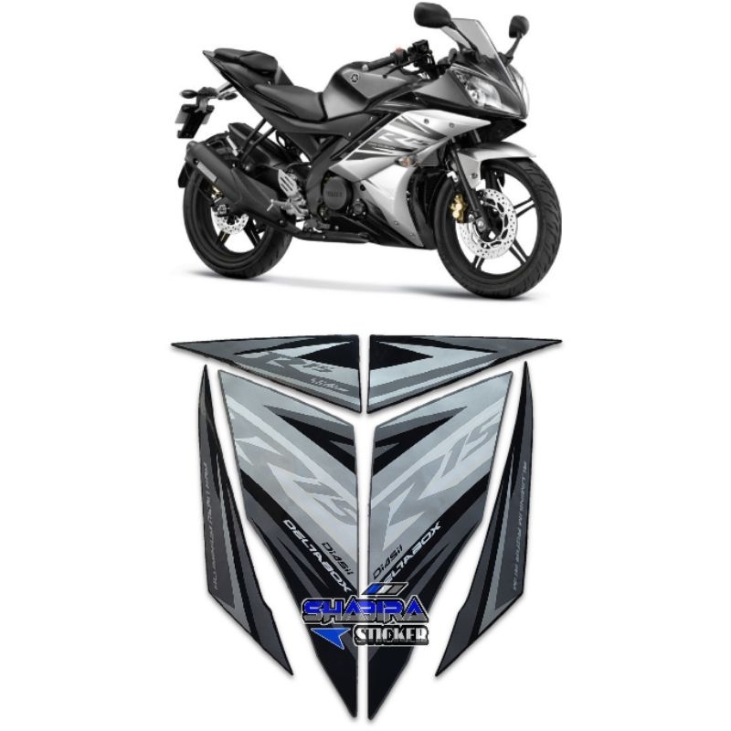 STIKER STRIPING LIS LES POLET BODY MOTOR YAMAHA R15 V2 2014 HITAM FULLSET