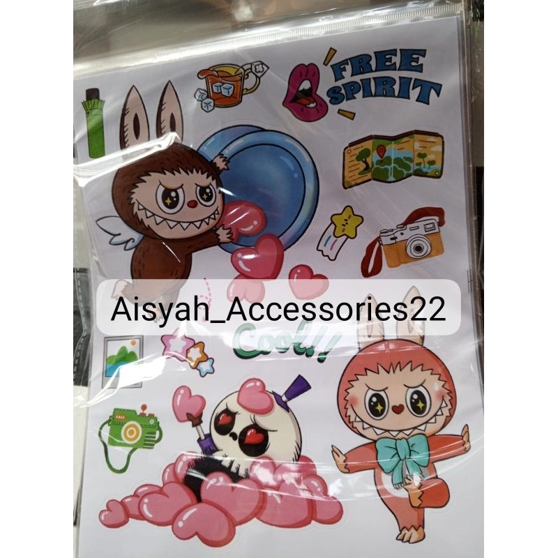 

(isi 10lembar) Sticker Labubu Kotak Tempel koper , Kaca / Sticker Import lucu