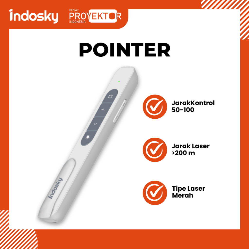 Pusat Proyektor Indonesia - Pointer Indosky I Pointer Presentasi l Pointer Laser Merah