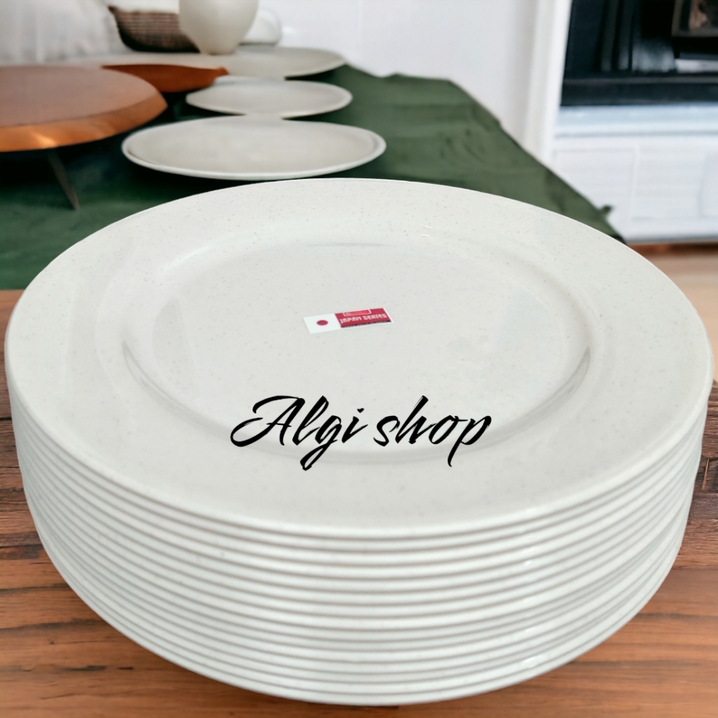 6Pcs Grtis sndok Piring JUMBO bulat datar prasmanan tebal bebas BPA