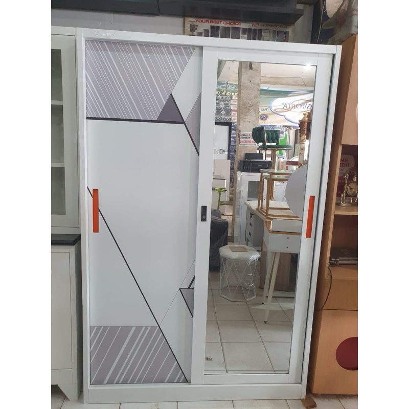 lemari pakaian pelat 2p sliding/lemari baju pelat besi sliding