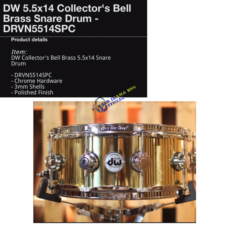DW DRVN5514 - DW COLLECTOR BELL BRASS SNARE DRUM 5.5"x14" - SNARE DRUM DW