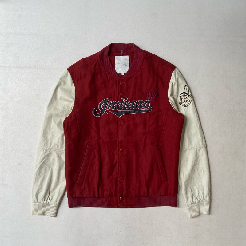 varsity mlb indians leather