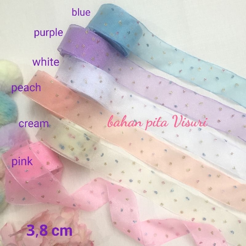 

Pita Organza Gliter Abstrak 3,8 cm per yard (90cm)