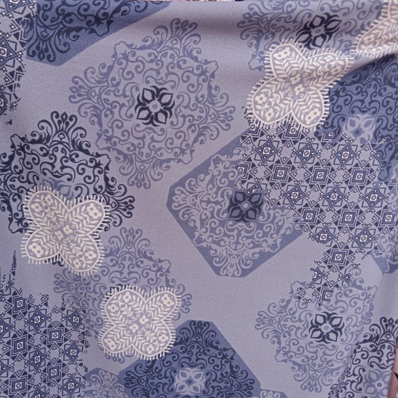 Kain - Kain Lady Crepe Motif Abstrak Import - Kain Zara Crepe - Kain Meteran | Harga Per Setengah Me