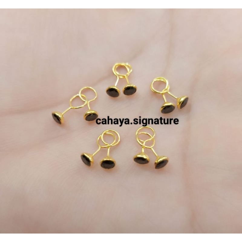 ANTING TOGE MATA HITAM 0.25 GR PERAK 925 LAPIS MAS