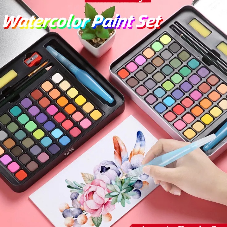 

Murah Terpopuler 3648 Watercolor Set Cat Air Set Bonus Kuas dan Kertas Gambar Cat Air Padat Solid Watercolor Set 36 48 Warna Cat Air