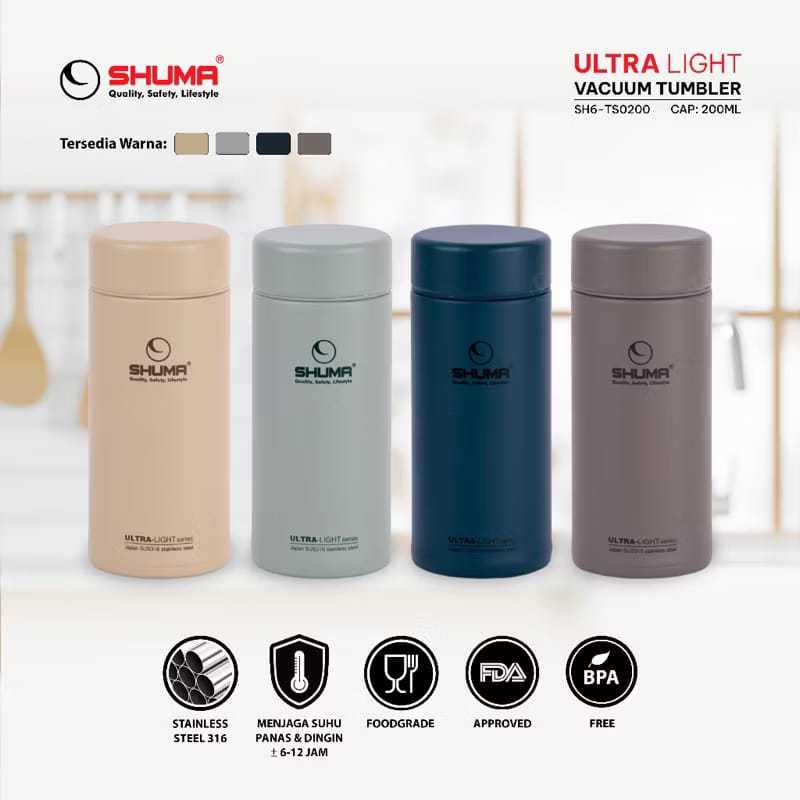 Termos Air Panas Shuma Ultra Light Vacuum Tumbler 200 Ml