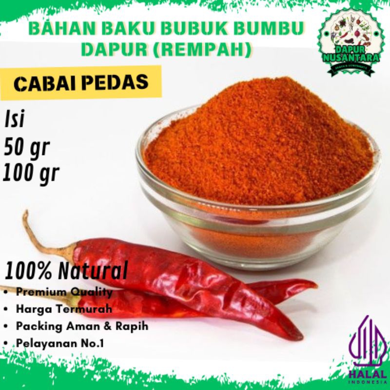 

Bumbu Dapur Bubuk (CABAI PEDAS BUBUK) Rempah Lengkap Murah Grosir Alami Natural 100% Penyedap Rasa Masakan Halal Premium Quality
