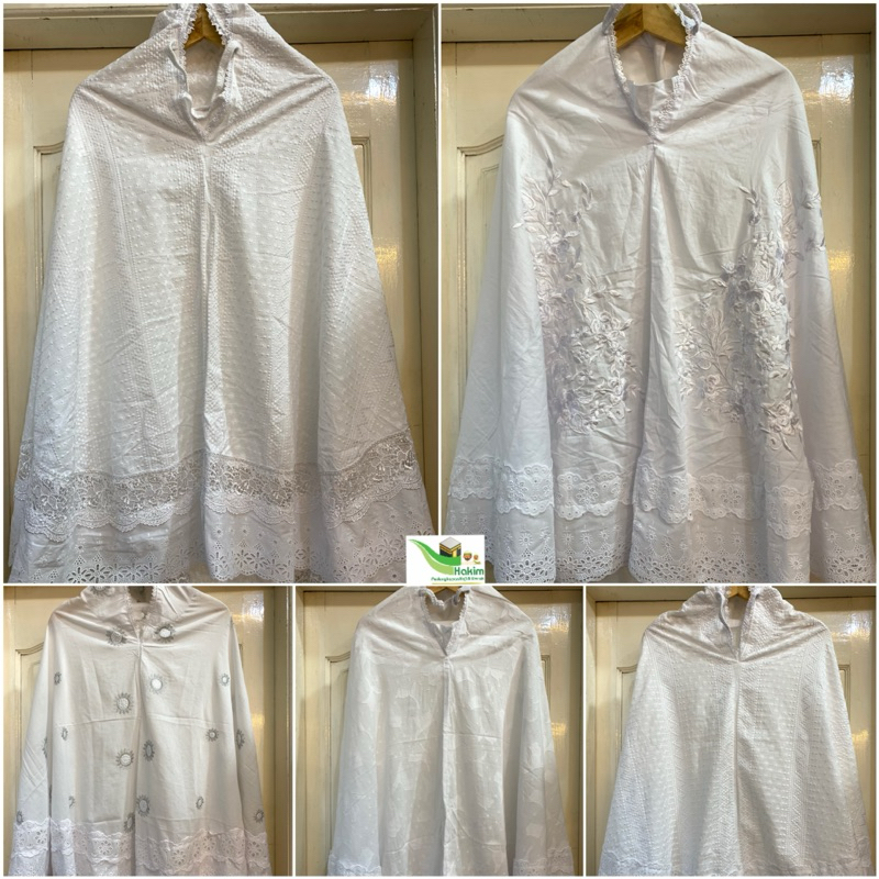 Bergo Kerancang Premium Putih Mukena Ihram Perempuan Bahan Full Rubiah ~ Jilbab Ihram Putih Rubiah K