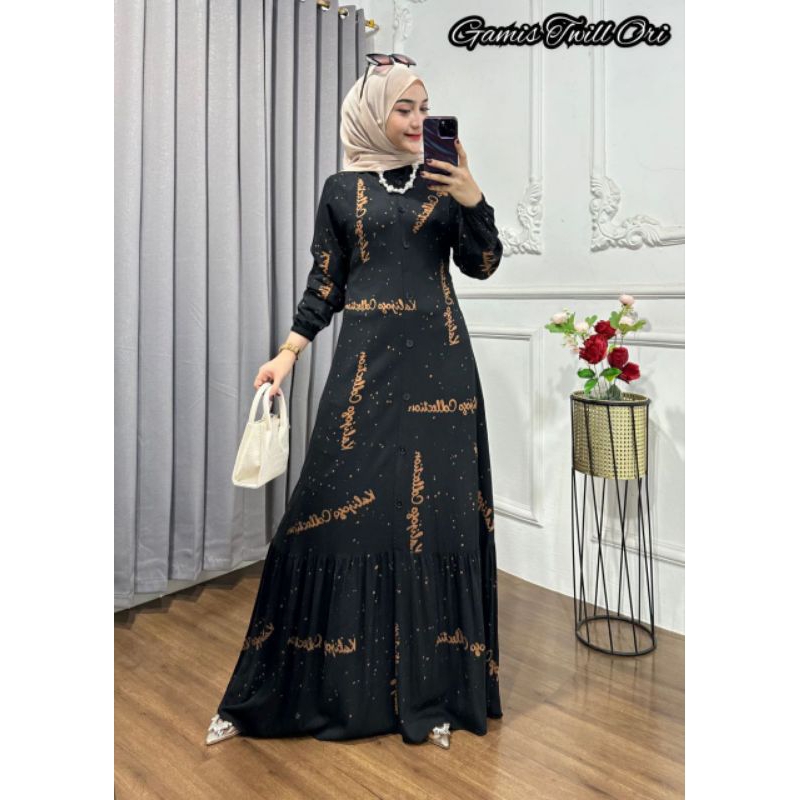 batik Usman terbaru gamis rayon premium { homey dress candi mekar } gamis twill ORI Pekalongan