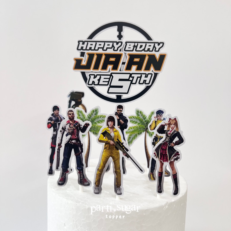 Custom Cake Topper 3D Hiasan Kue - Dekorasi Ulang Tahun - Karakter FF FREE FIRE