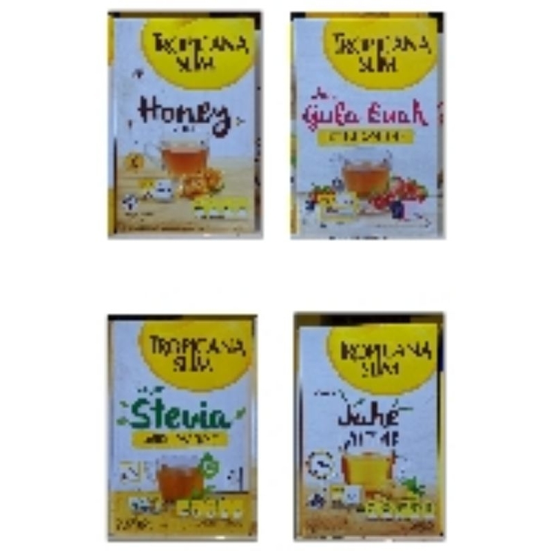 

TROPICANA SLIM Natural Sweetener 125 Gram (50 Sachet) Varian Jahe, Gula Buah, Stevia, & Honey || Sweetener || Pemanis Alami || Tropicana Slim || Pemanis Rasa Jahe || Pemanis Rasa Madu || Pemanis Rasa Stevia || Pemanis Rasa Gula Buah || Pemanis Rasa Madu