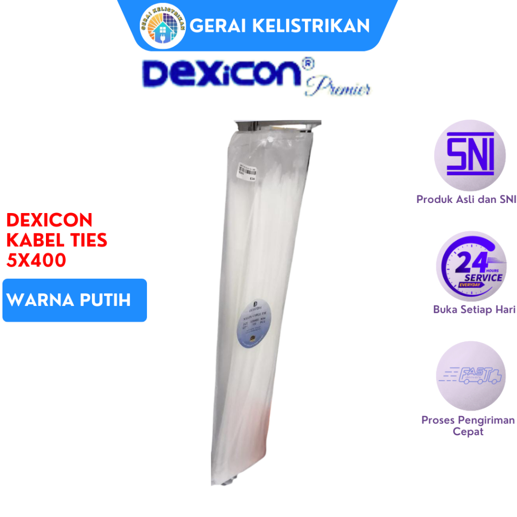 DEXICON KABEL TIES 5x400 WARNA PUTIH
