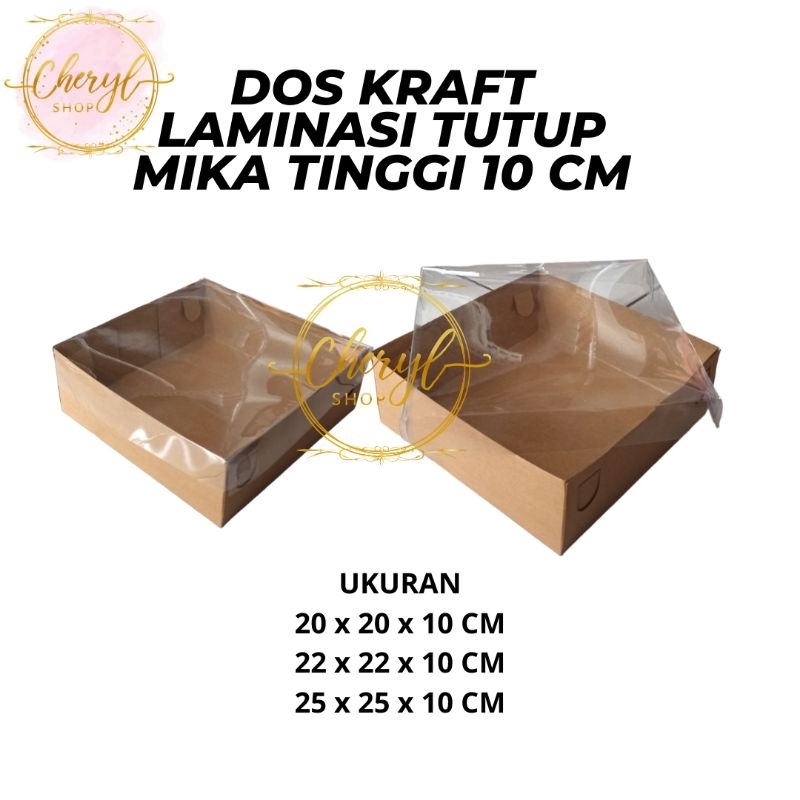 

(10 PCS) DUS / DOS KRAFT LAMINASI TUTUP MIKA TINGGI 10 CM / dus box kardus kotak