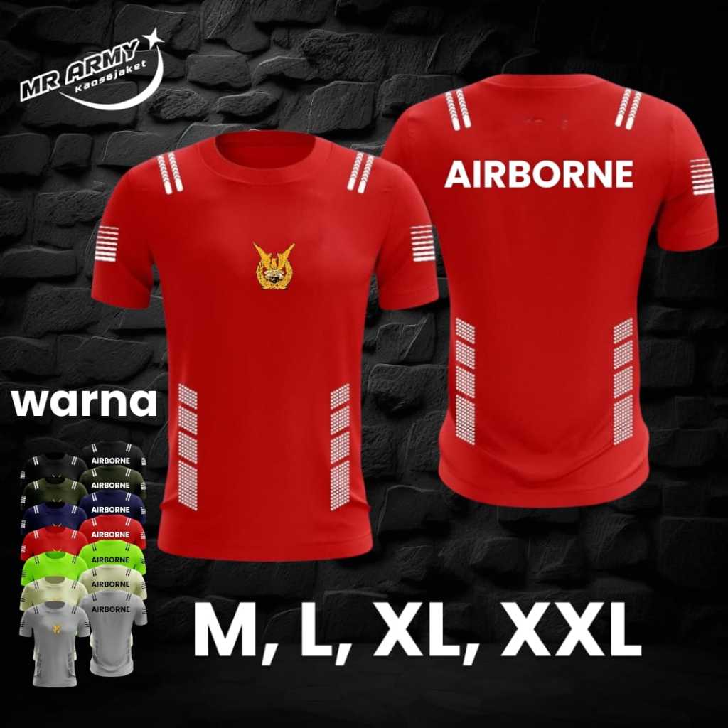 KAOS SABLON TERBARU DESIGN AIRBORNE/ JERSEY OLAHRAGA AIRBORNE TNI AU BAHAN DRIFIT/ BISA COD
