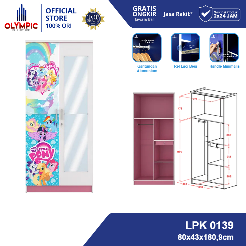 Olympic Lemari Pakaian Anak / Lemari Baju Anak / Lemari Anak - LPK 0139 MLP